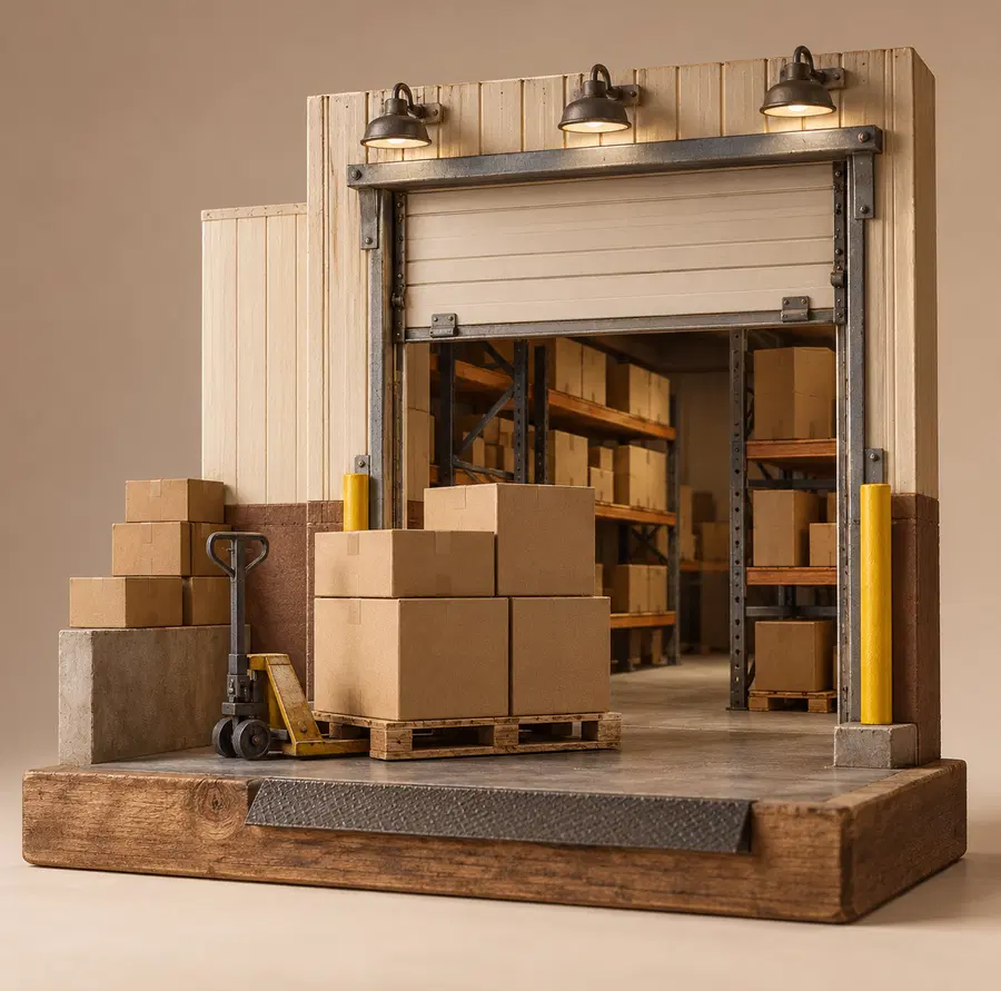 Illustration of distribution businesses equipment and workspace
